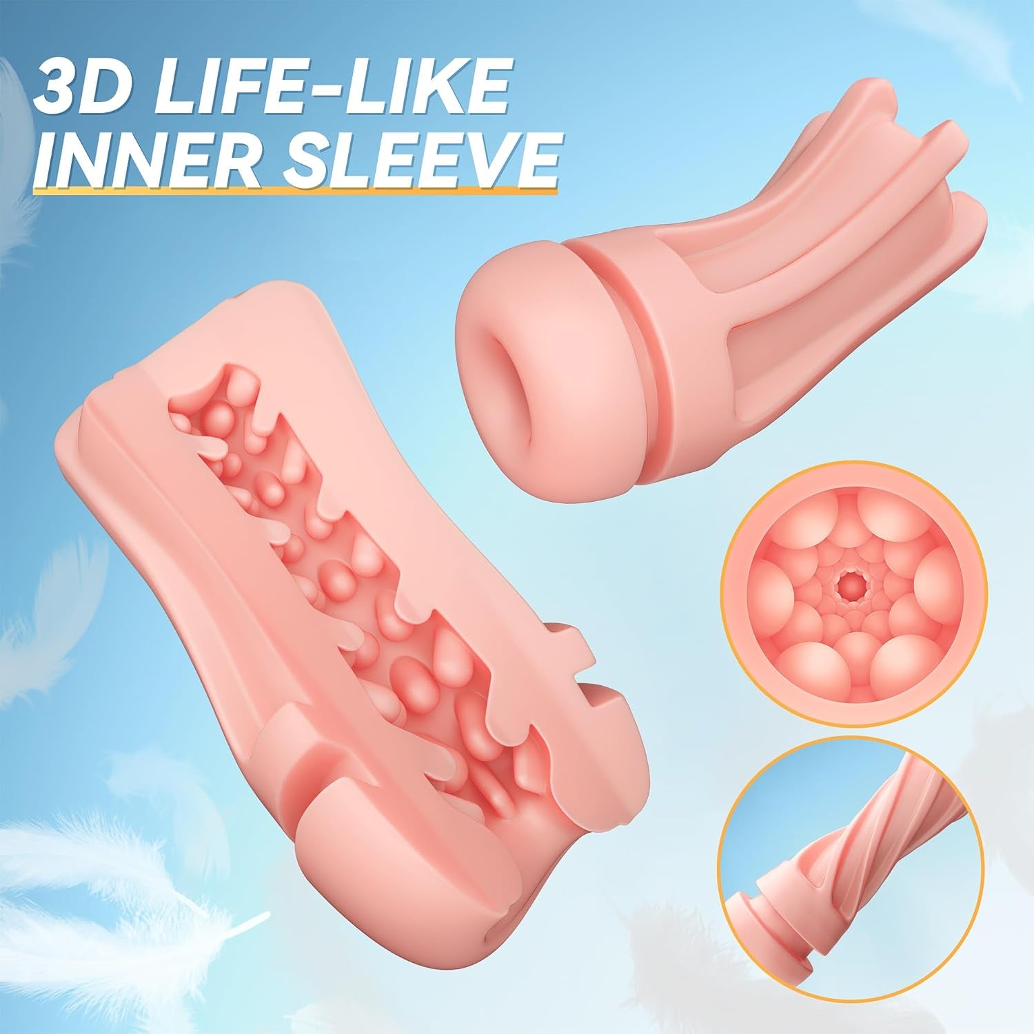 AI Interactive Sucking Male Masturbators - 7 Vibration & Suction Hands Free Pocket Pussy Male Stroker with 3D Realistic Textured, Blowjob Toy Penis Pump Adult Male Sex Toys for Men Sex Machine - SinfulX - 