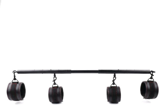 Spreader Bar Heavy Duty Stainless Steel Expandable Bar Home Gym with 4Pcs Furry Crocodile Red Adjustable Strap,Sports Aid Training Pilates Aid Kit,Indoor Yoga Set - SinfulX - 