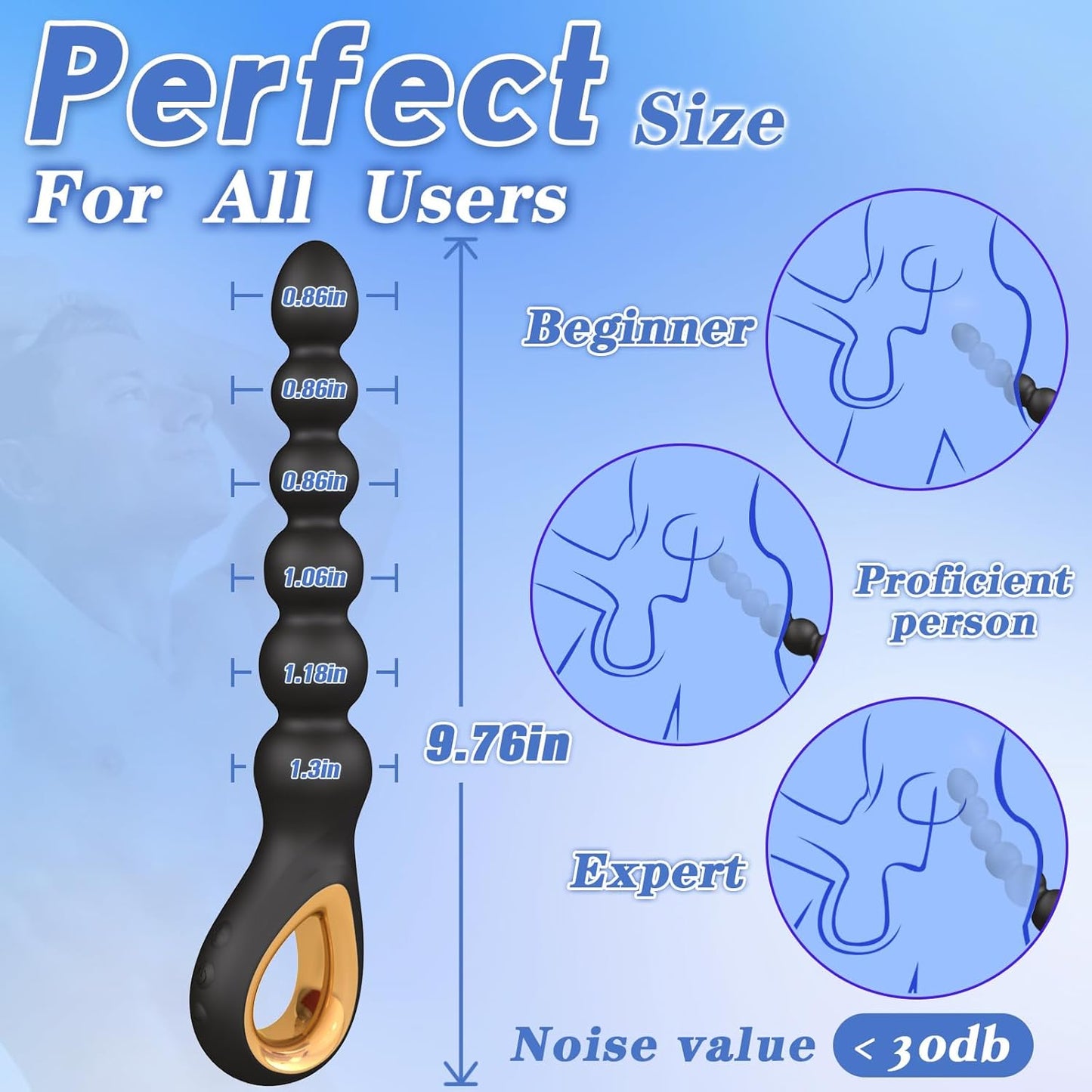 Vibrating Anal Beads Butt Plug, Rechargeable Flexible Butt Plug Prostate Massager with 10 Vibration Modes Anal Toys, Silicone Anal Beads with Pull Ring Design, Anal Toy for Men Women Couple - SinfulX - 
