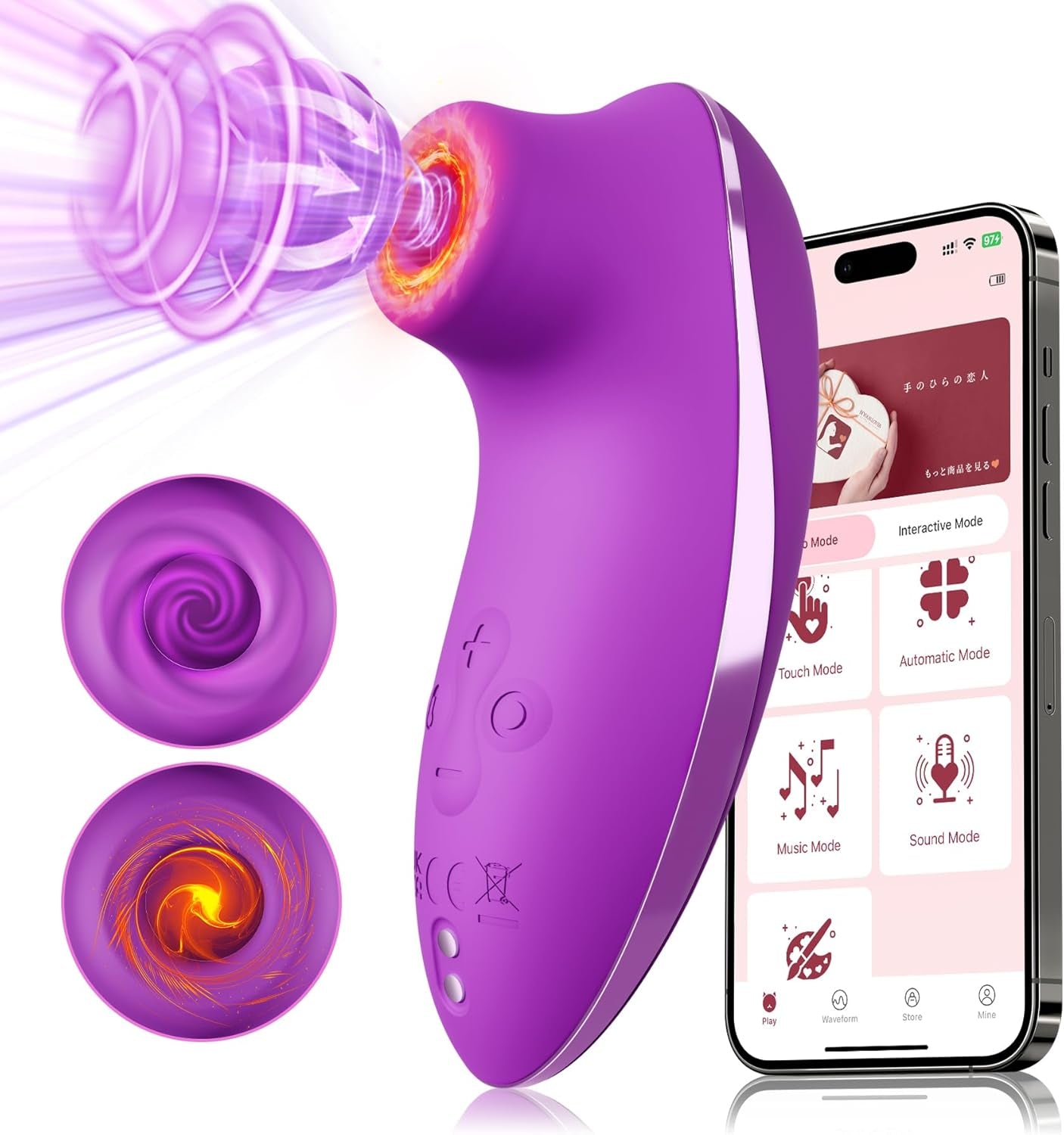 Sucking Vibrator Adult Sex Toys - Heating Rose Sucker APP Remote Control Clitoral Stimulator with 5 * 5 Suction,Waterproof Nipple Massager for Women Female Couples Solo/Partner Play - SinfulX - 