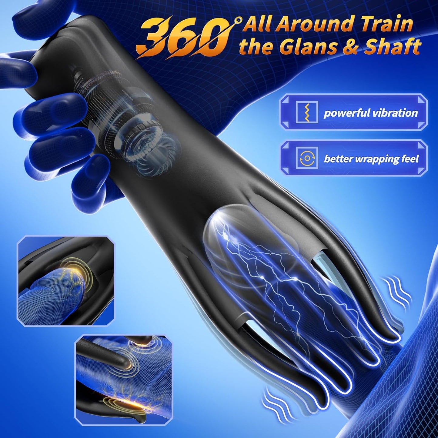 Male Sex Toys for Men Penis Vibrator - Tentacle Vibrator Male Masturbator with 10 Vibrating Training & 360° Wrapped for Glans Nipple Stimulation Sex Toy, Stroker Machine Adult Sex Toys & Games - SinfulX - 