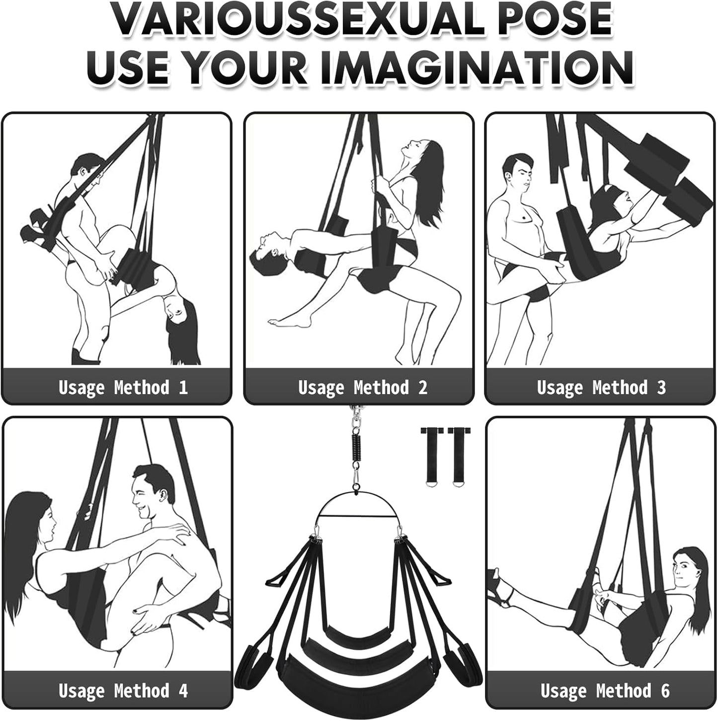 ShadowOrbit Black 360° Sex Swing Door & Ceiling - SinfulX - 