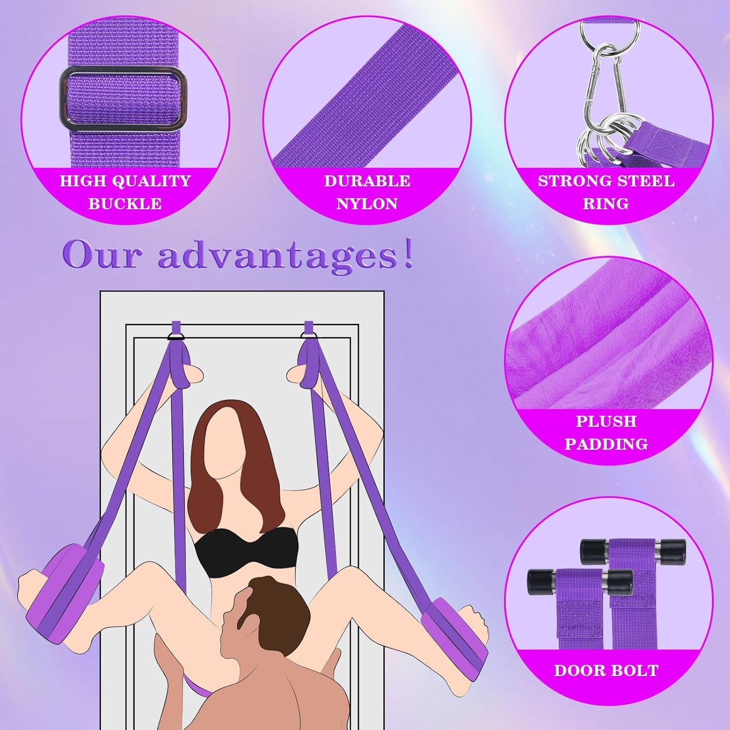 ComfortGrip Door Sex Swing with Cushions & Restraints - SinfulX - Personal Care > Sexual Wellness > Sex Swing