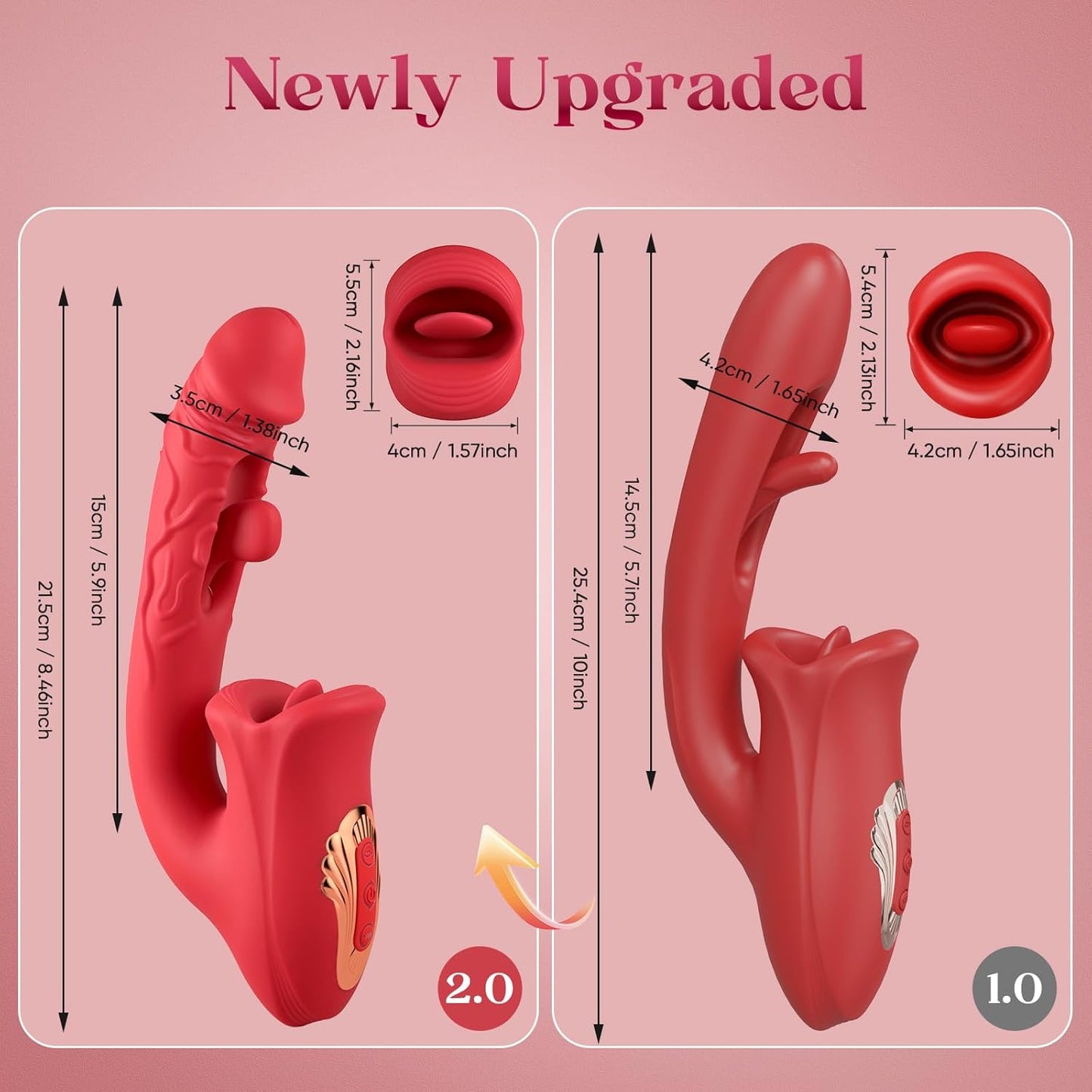Vibrator Adult Sex Toys for Women, Tongue Rose Sex Toy Dildo Vibrators G Spot Vibrator with 10 Licking Sucking & Flapping Clitoral Stimulator Anal Nipple for Female Men Couples - SinfulX - 