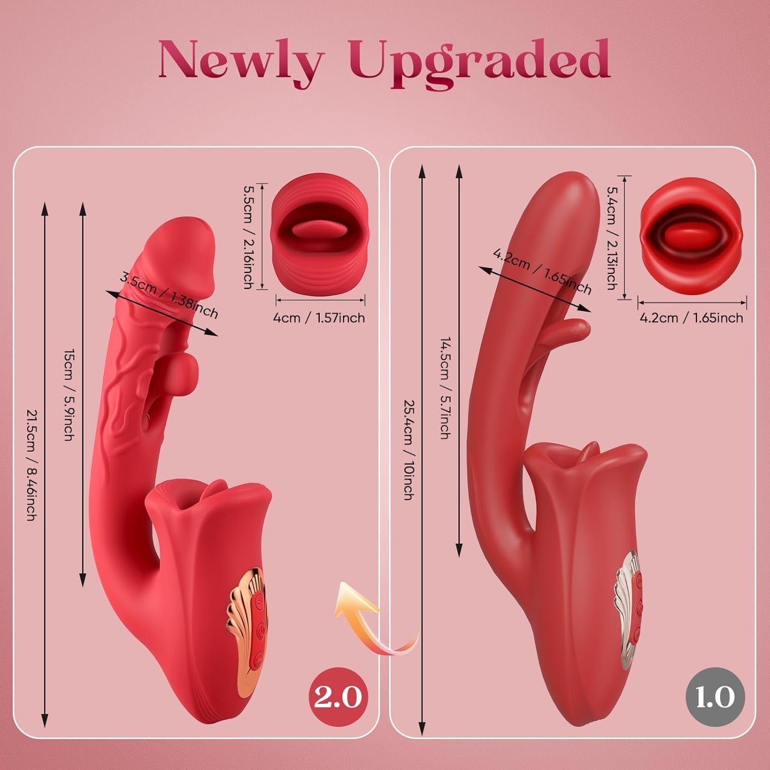 Vibrator Adult Sex Toys for Women, Tongue Rose Sex Toy Dildo Vibrators G Spot Vibrator with 10 Licking Sucking & Flapping Clitoral Stimulator Anal Nipple for Female Men Couples - SinfulX - 