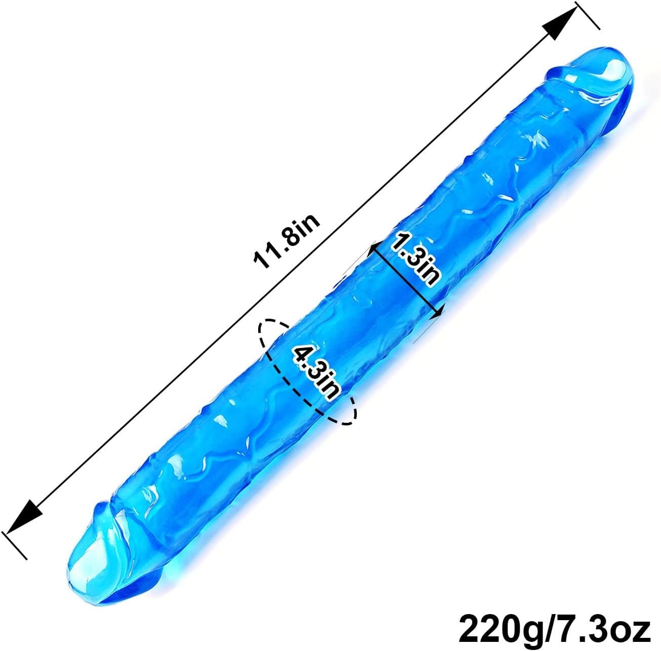 11.8 * 1.3 Inches Realistic Double Sided Dildo,Slim Small Anal Dildo with Veins and Thin Glans Double End Penis, Perfect for Beginner Women and Lesbian Couples Dual Head Long Penis(Blue) - SinfulX - 
