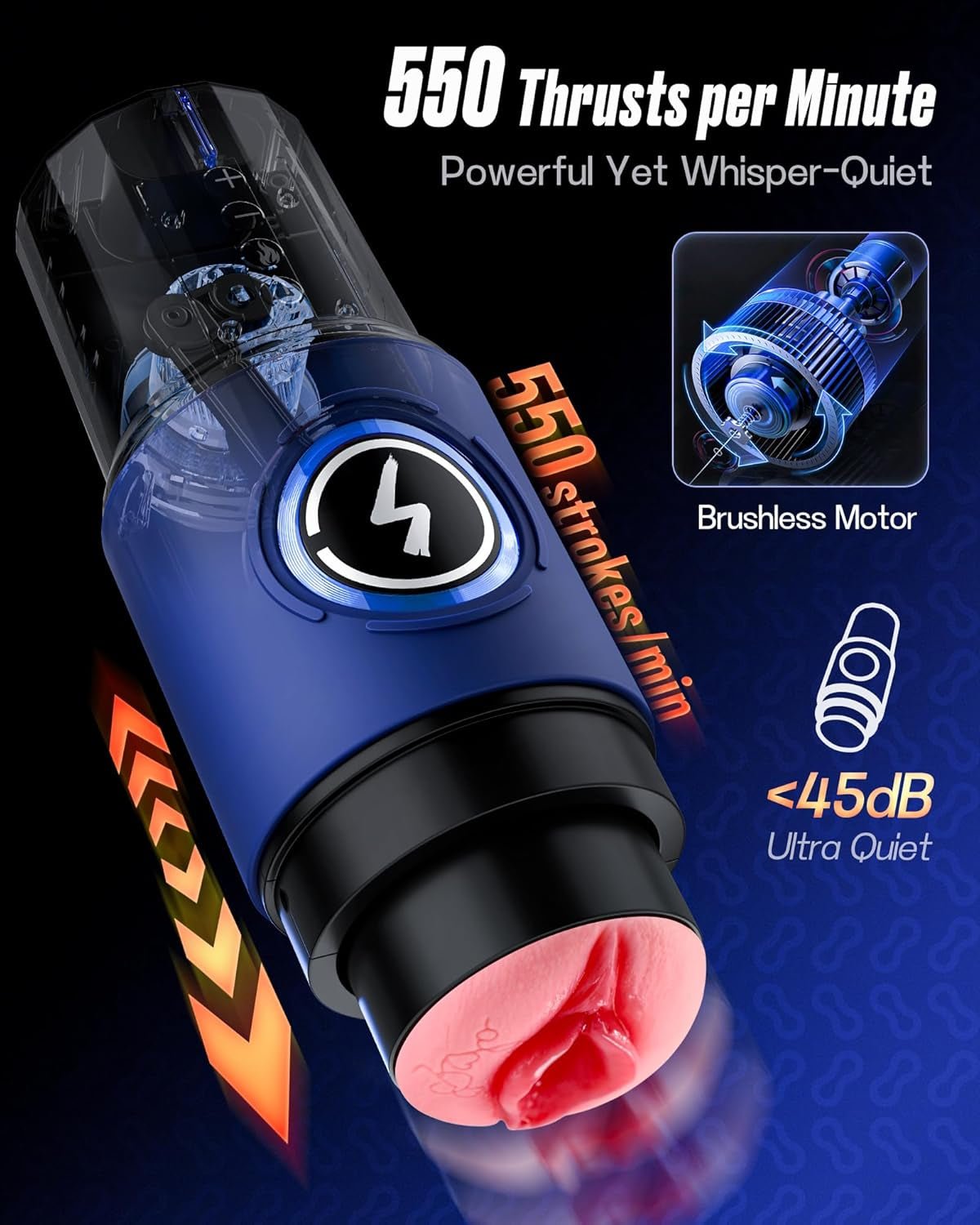 Male Masturbator Sex Toys for Men with 3 Replaceable Signature Sleeves, AI & APP Control Pocket Pussy, 5 - Speed Thrusting Male Stroker, 360° Real Warm Heating & Quiet Brushless Motor Adult Toy - SinfulX - 