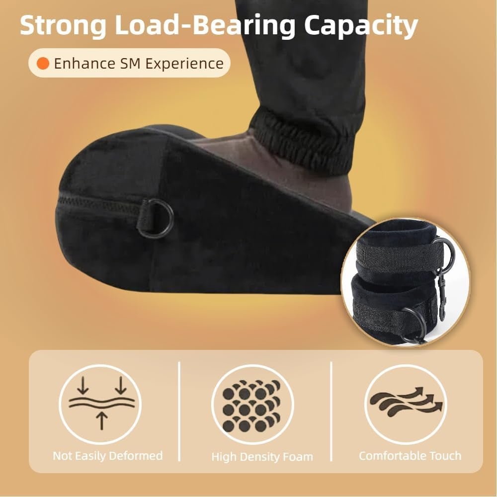 NoirBond Black Foam Positioning Wedge Pillow with Handcuffs - SinfulX - Personal Care > Sexual Wellness > Sex Pillow