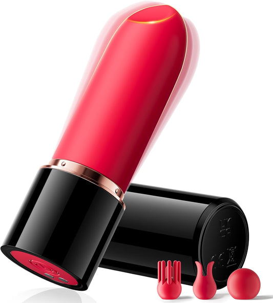 Lipstick Bullet Vibrator Adult Sex Toys, 10 Powerful Vibrations, Mini for Clitoral Stimulation, Rechargeable & Discreet Electric Massagers, Waterproof Portable Rose Toys & Games