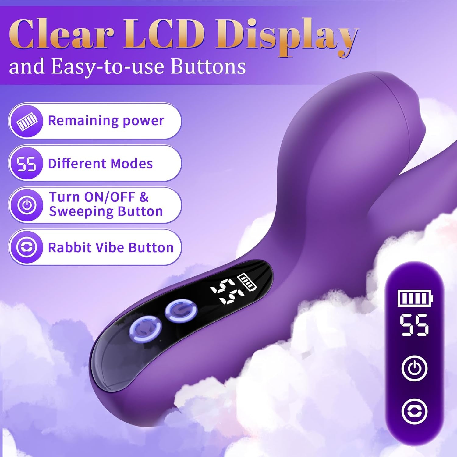3 in 1 Rabbit Vibrator for Women - 5 Flapping & Tapping Modes G Spot Stimulator with LCD Display