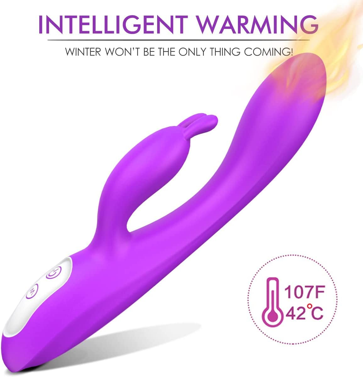 G Spot Rabbit Vibrator with Heating Function and Bunny Ears for Clitoris G-Spot Stimulation,Waterproof Dildo with 9 Powerful Vibrations Dual Motor Stimulator for Women or Couple Fun(Purple)