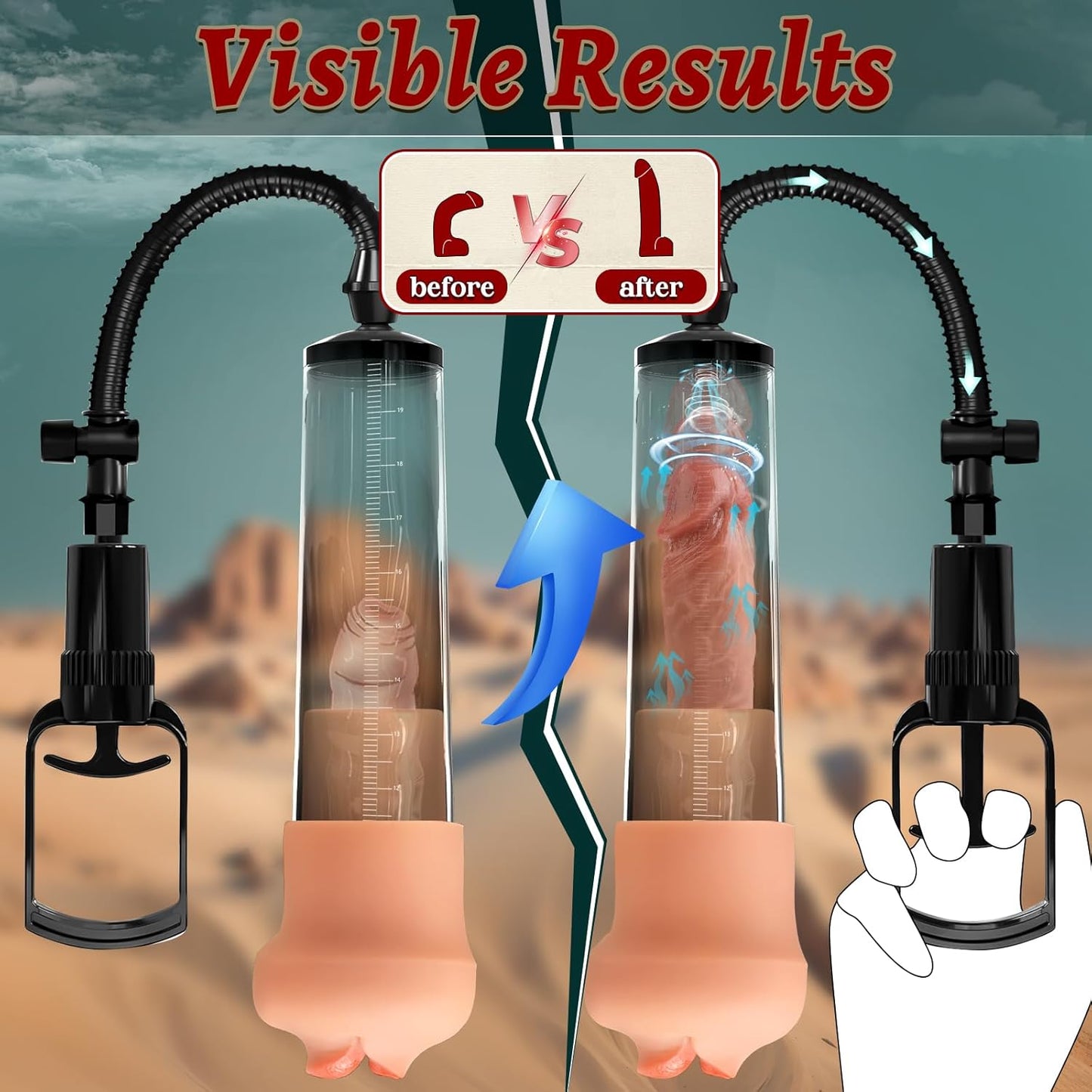 Penis Pump with Realistic Mouth, Manual Vacuum Penis Extender Male Masturbator,Sex Toys Sexual Stimulation Device for Erection, Ed,Adult Male Sex Toys for Men, Mouth Sex Toy (Mouth) - SinfulX - 