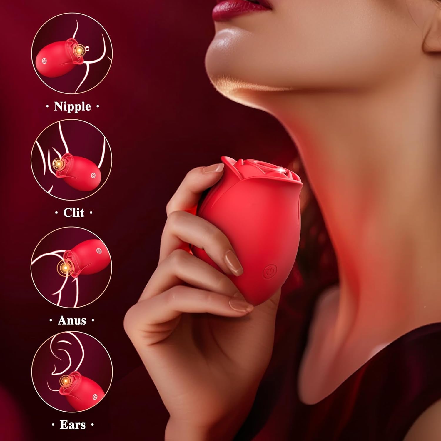 Rose Sex Toy Adult Toys - Rose Vibrator for Women Sex Toys with 9 Sucking & Vibrating, G Spot Vibrator Adult Sex Toys, Clitoral Nipple Sucker Vibrators for Woman Couples Sex Furniture - SinfulX - 