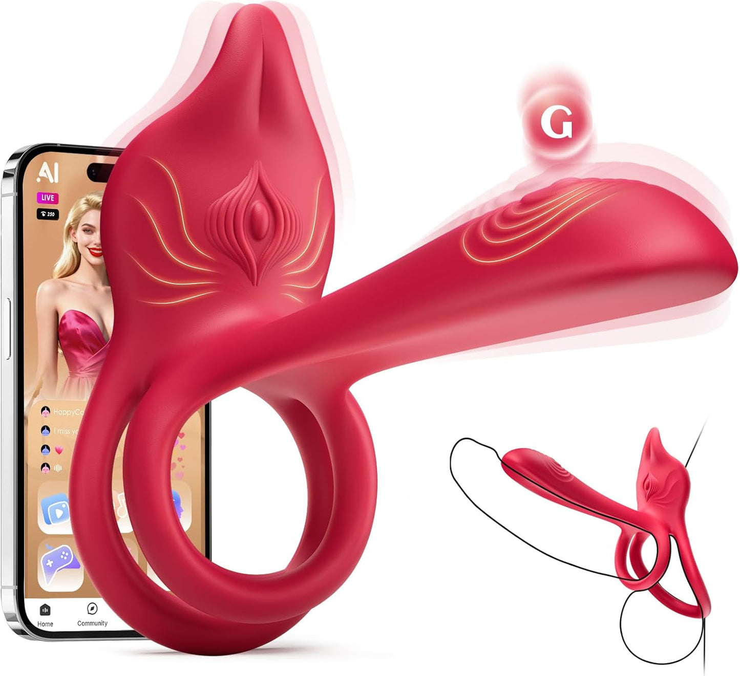 RoseSyncX Rose Vibrating Cock Ring G - Spot Clit Stimulator - SinfulX - Personal Care > Sexual Wellness > Couples Cock Ring
