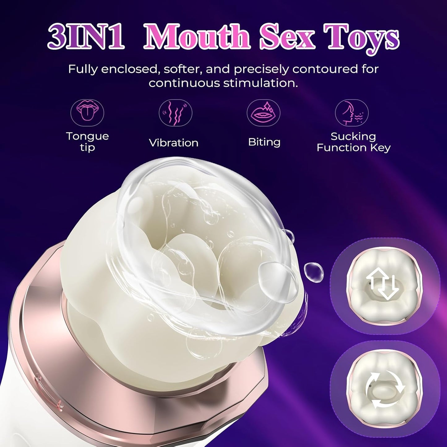 Sucking Vibrator Rose Sex Toy for Women - Upgraded 3IN1 Mouth Vibrator Adult Sex Toys with 10 Sucking & Vibrating,App Control Rose Toy Clit Nipple Sucker Lemon Vibrator for Couples(White) - SinfulX - 
