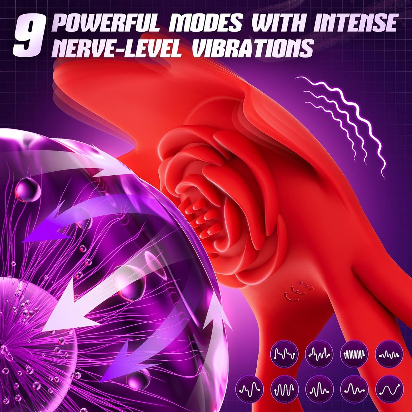 PetalSync Rose AI Cock Ring Clit Stimulator App Control 9 Modes - SinfulX - Personal Care > Sexual Wellness > Couples Cock Ring
