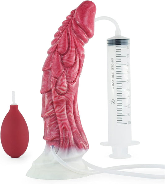 9.05'' Liquid Silicone Dildo Squirting Dildo, Realistic Animal Ejaculating Dildo with Strong Suction Cup, Monster Dildo Anal Dildo Sex Toy, Women Dildo Adult Sex Toy, Red - SinfulX - 