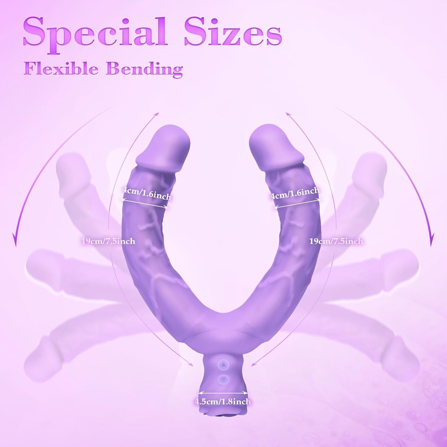 Double Dildo Lesbian Sex Toy, 15.75" Lesbian Toy Double Ended Sided Headed Dildo & Anal Dildos with 10 Vibrating Modes, Long Strapless & Strap on Dildos Rose Women Couple Gay Sex Toys - SinfulX - 