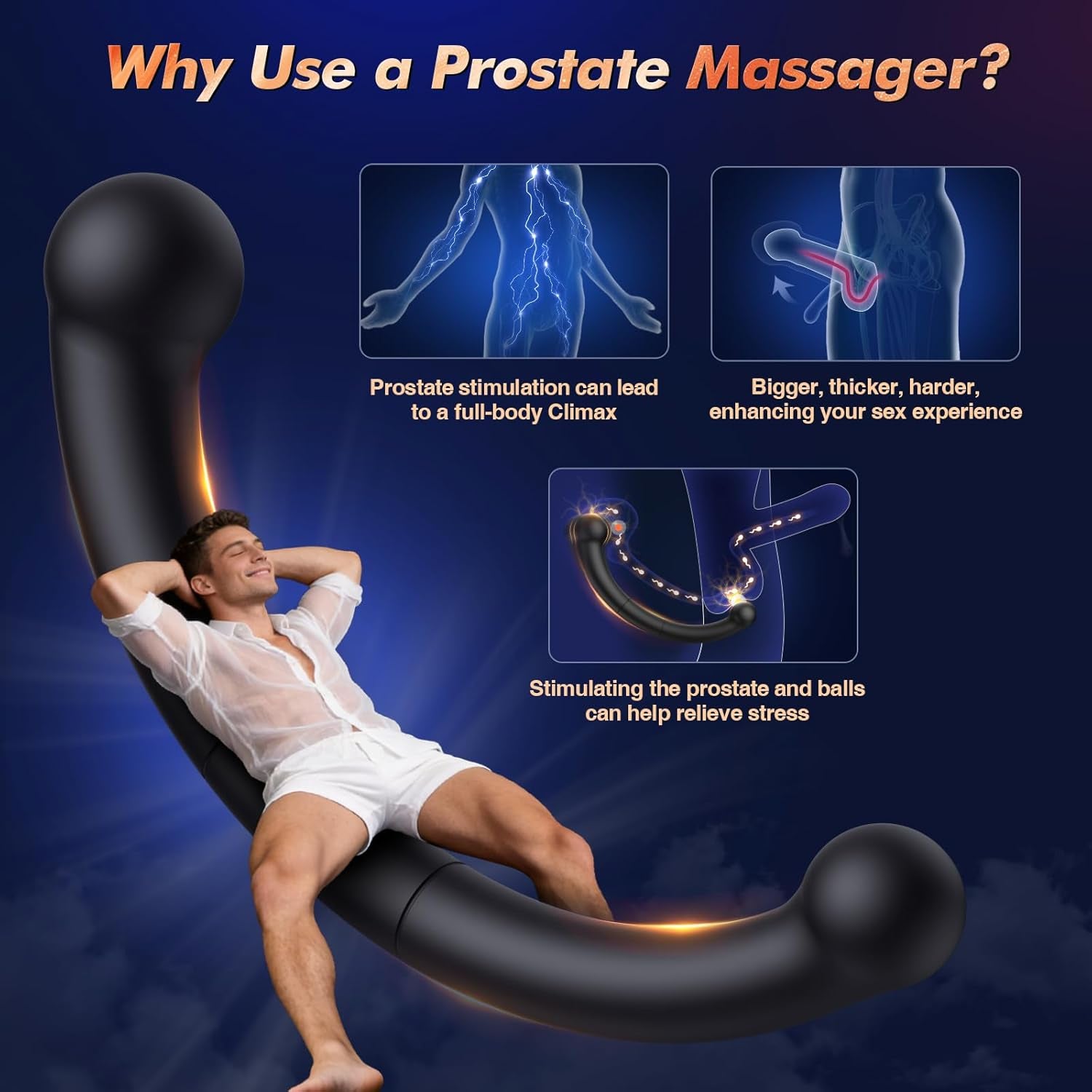Vibrating Prostate Massager Stick, Butt Plug Adult Anal Toys Male Sex Toys for Men Beginner Experienced User Women Sex Toy with 10 Vibrating Anal Vibrator Plug G Sopt Dildo Wand for Couples - SinfulX - 