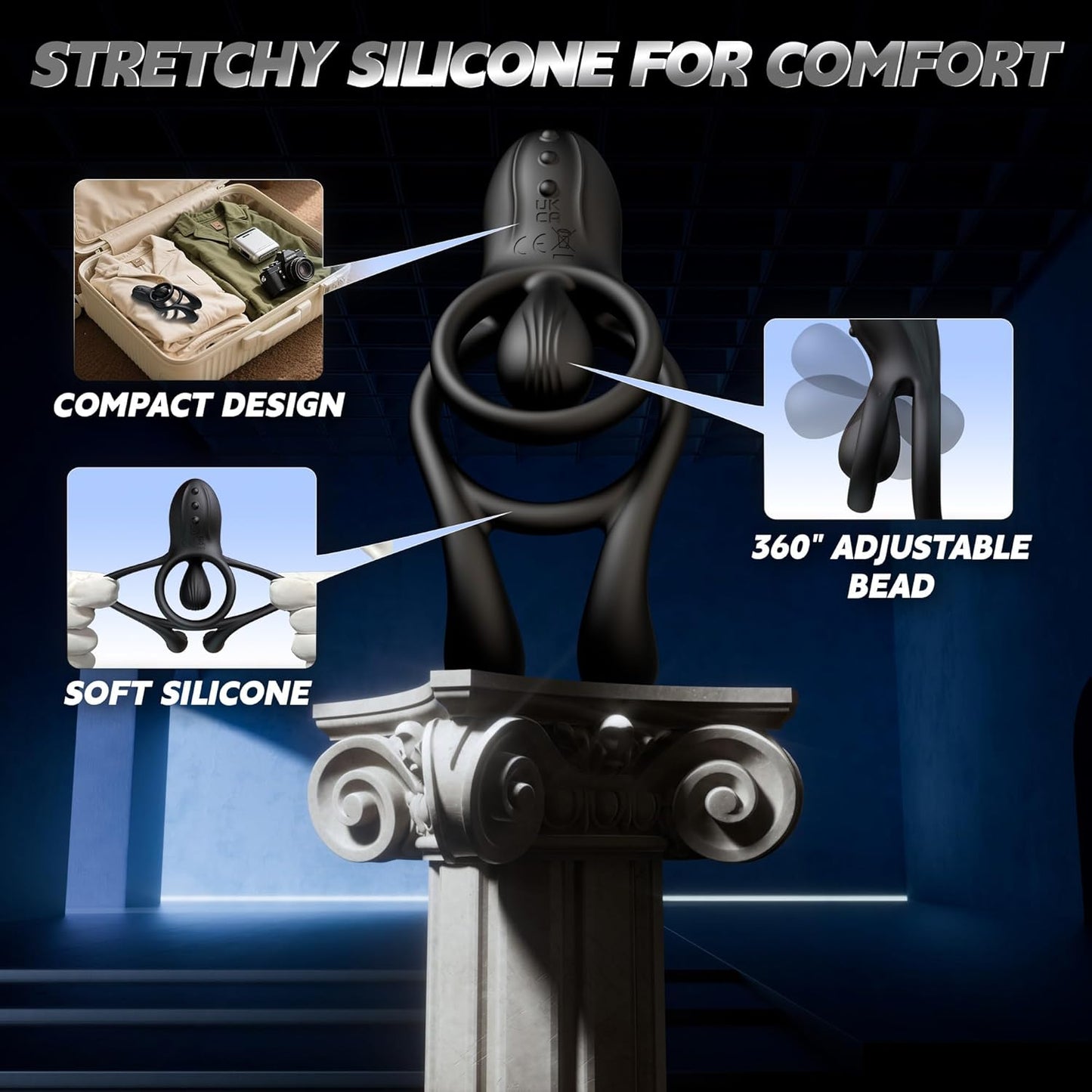 TriPulseX 3 Motor Cock Ring Clit Perineum Stimulator Remote - SinfulX - Personal Care > Sexual Wellness > Couples Cock Ring