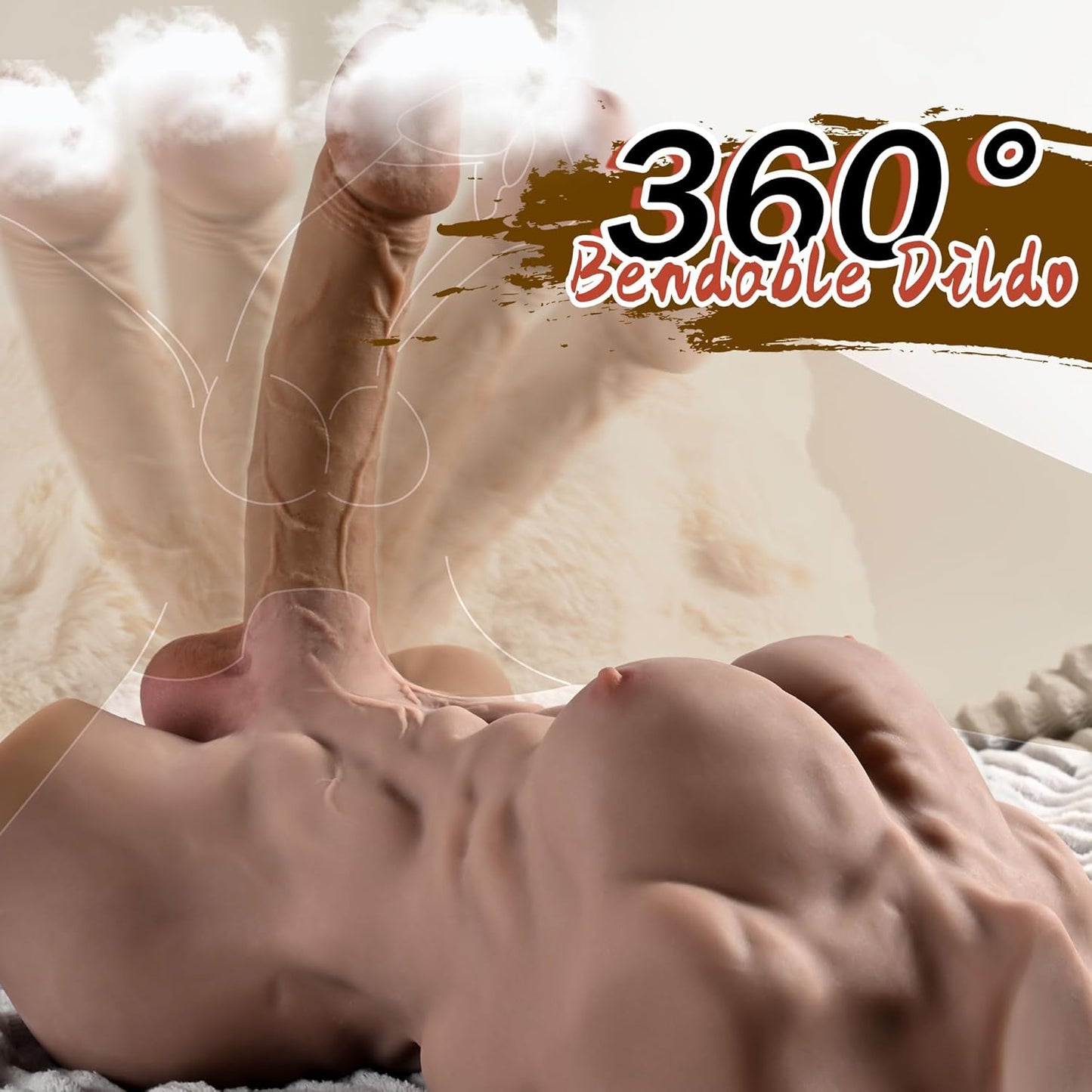 8.3LB Male Sex Doll with Flexible Dildo, Realistic Muscular Sex Dolls 7.2In Huge Cock for Female Masturbation, Male Torso Dildo with Tight Anal Butt for Gay Sex Toys, Unisex Masturbator Adult Toys - SinfulX - 