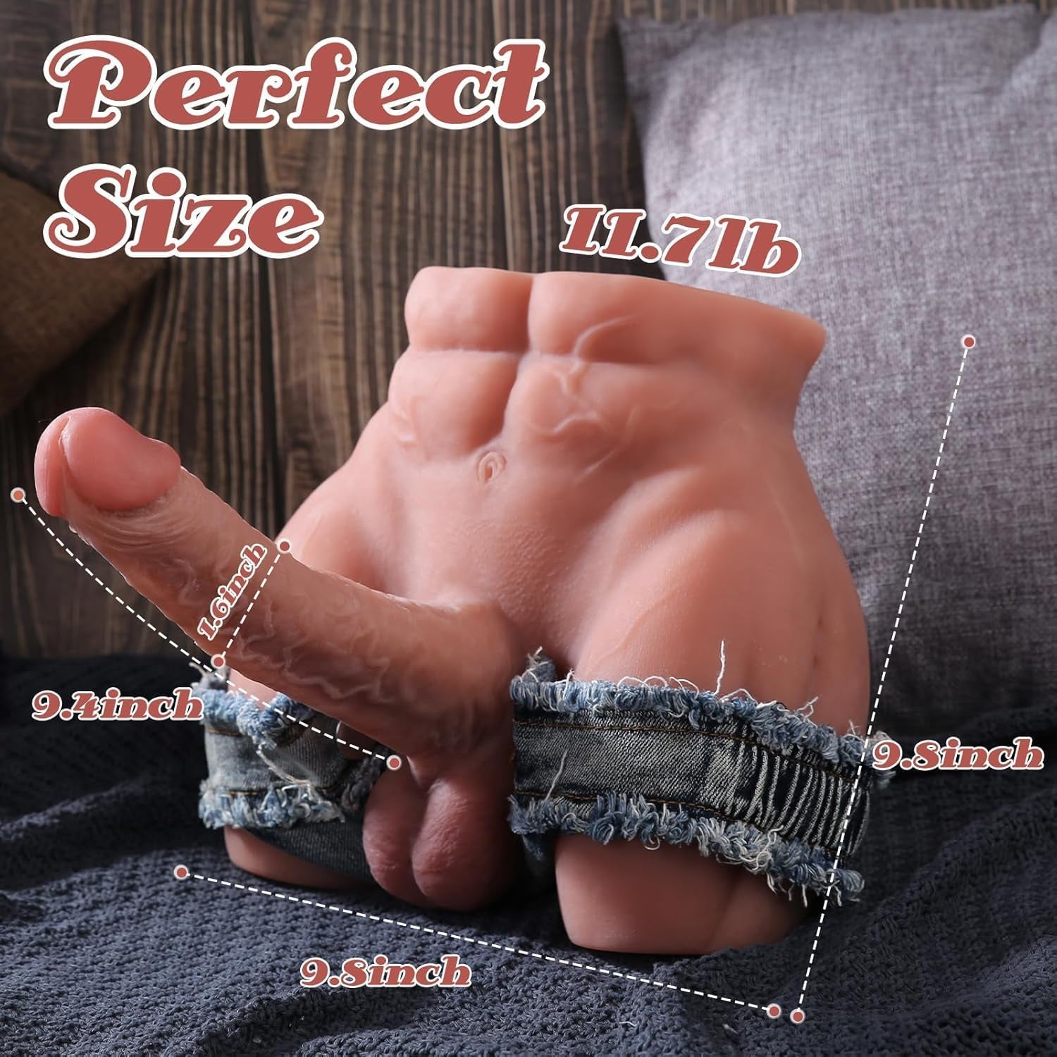 Male Sex Doll for Women with 9.4In Flexible Huge Dildo, 11.7Lb Realistic 3D Muscular Male Torso Sex Doll with Tight Anal Butt for Men Gay Couple, Big Penis Female Masturbation Sex Toys for Vagina Play - SinfulX - 