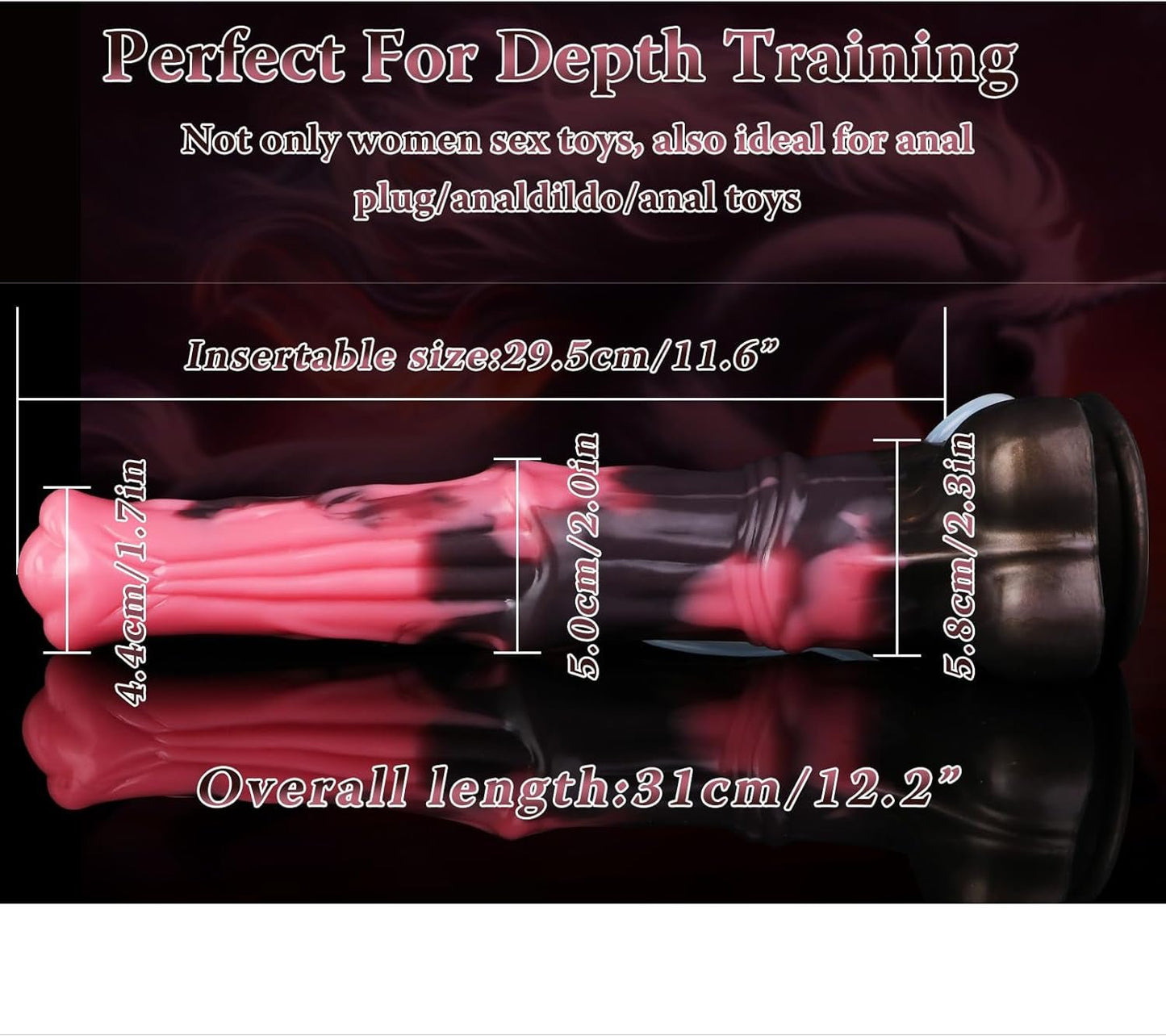 12 Inch Horse Dildo Huge Pink Black Squirting Ejaculating Silicone Dildos with Ring Shaft and Strong Hands Free Suction Cup Waterproof Animal Dildo Large Anal Plug Sex Toy Suitable for Adult Men Women - SinfulX - 