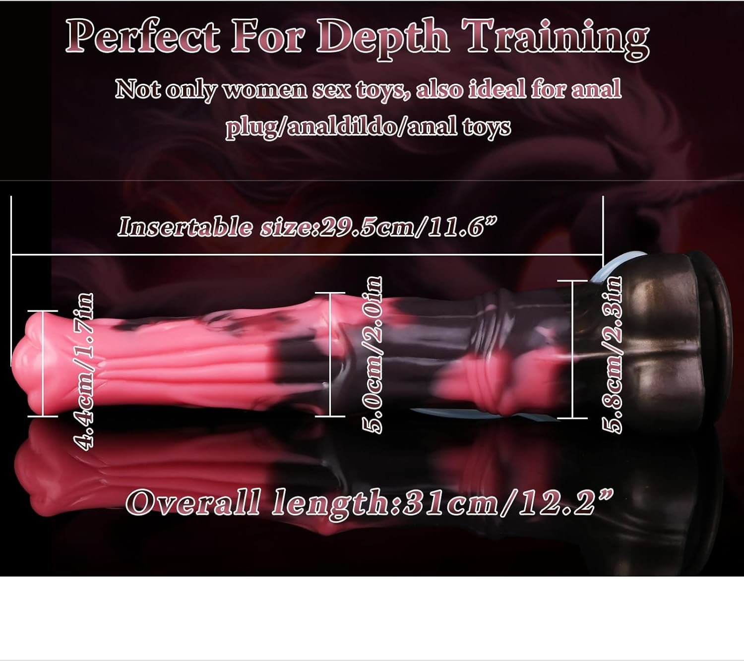12 Inch Horse Dildo Huge Pink Black Squirting Ejaculating Silicone Dildos with Ring Shaft and Strong Hands Free Suction Cup Waterproof Animal Dildo Large Anal Plug Sex Toy Suitable for Adult Men Women - SinfulX - 