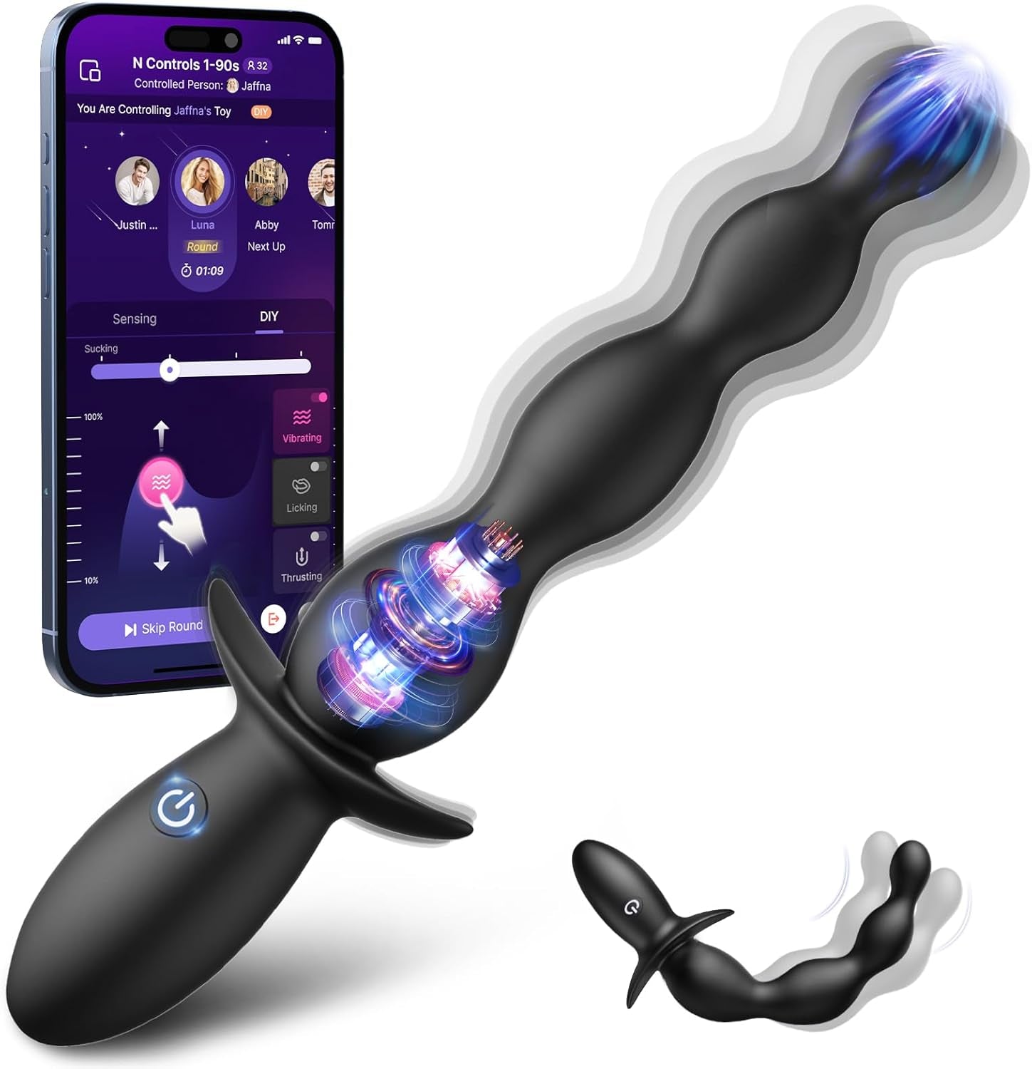 Anal Vibrator Prostate Massager - Beginner-Friendly 10 Vibrating Butt Plug Anal Beads with APP Control, Flexible Soft Silicone Anal Toys Waterproof Male Sex Toys for Men Women Couples