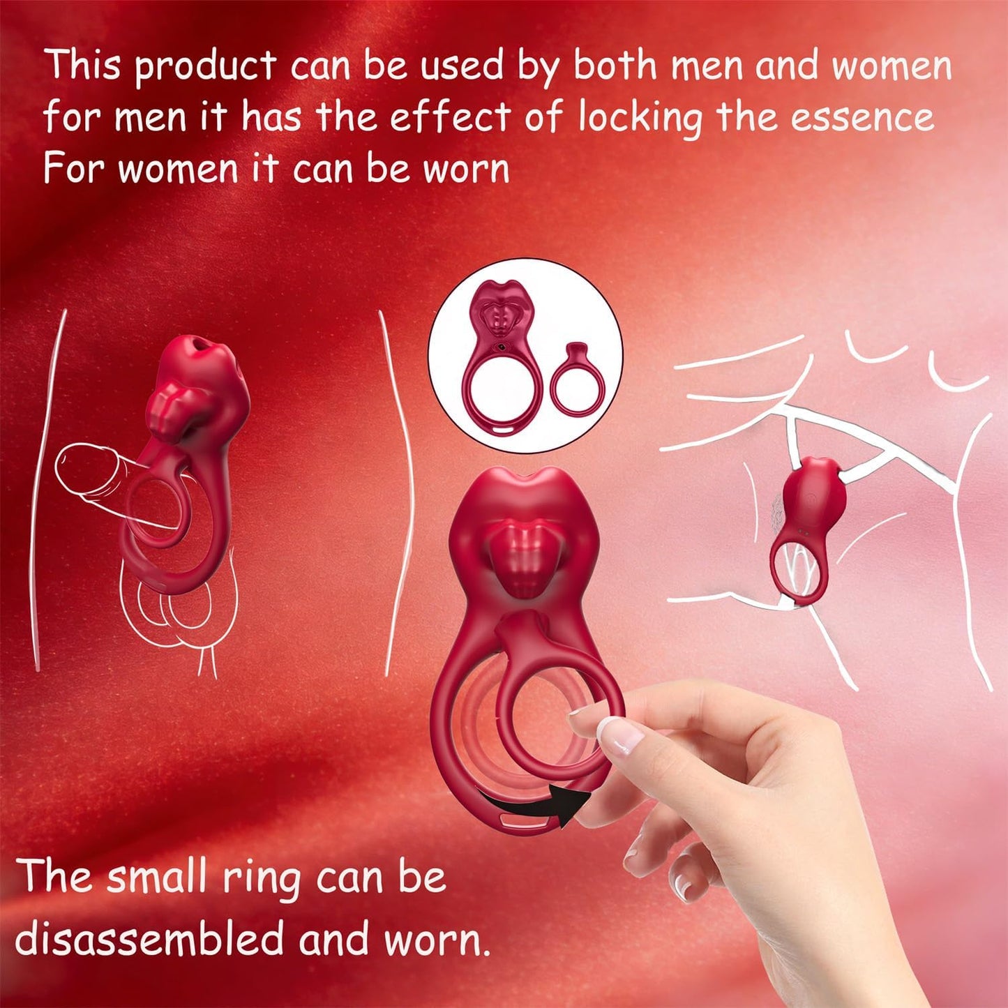 CrimsonSwitch Convertible Cock Ring Clit Stimulator App Control - SinfulX - Personal Care > Sexual Wellness > Couples Cock Ring