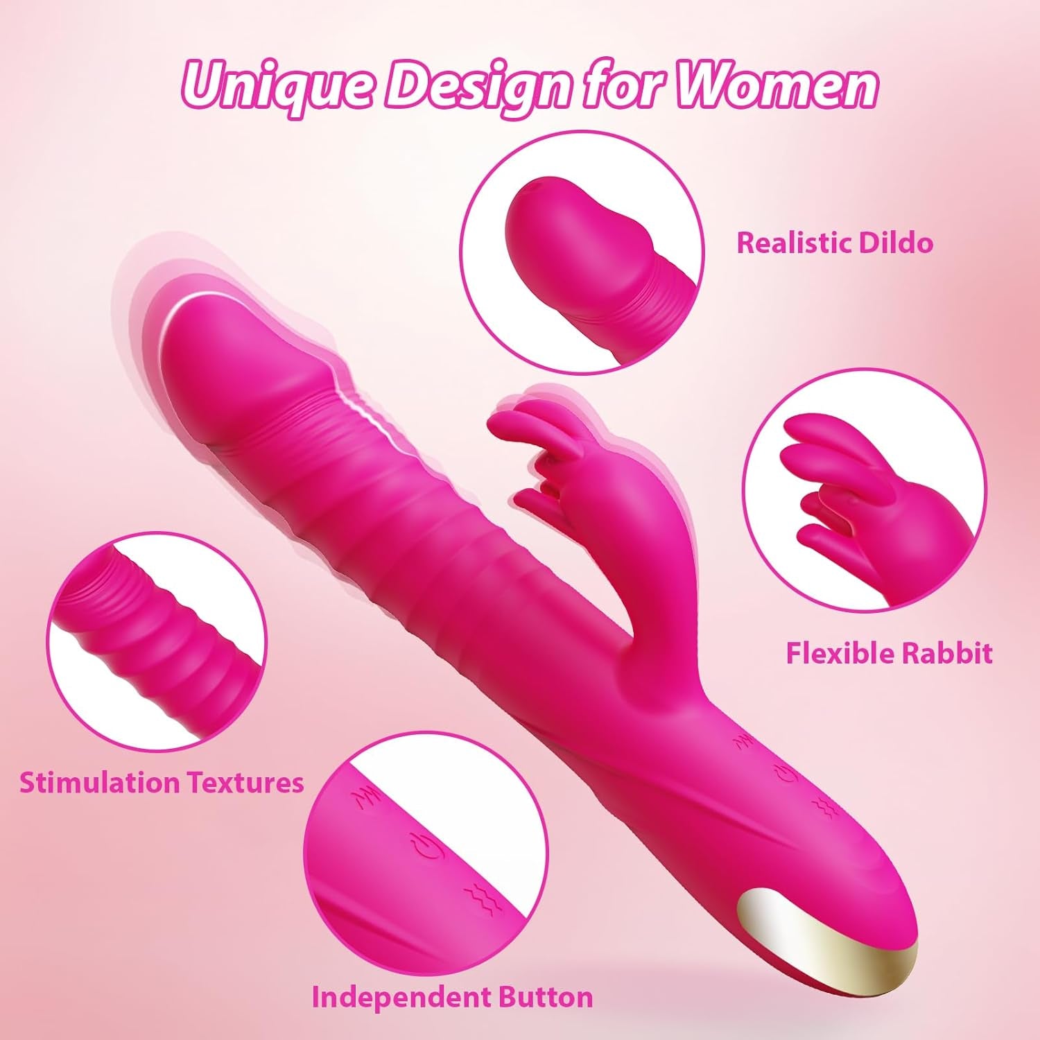 Thrusting Dildo Vibrators Sex Toys for Women - Dildos Adult Toys G Spot Rabbit Vibrator with 3 Thrust and 10 Vibrate Modes, Silicone Clitoral Stimulator Sex Toy for Solo and Couples Pleasure