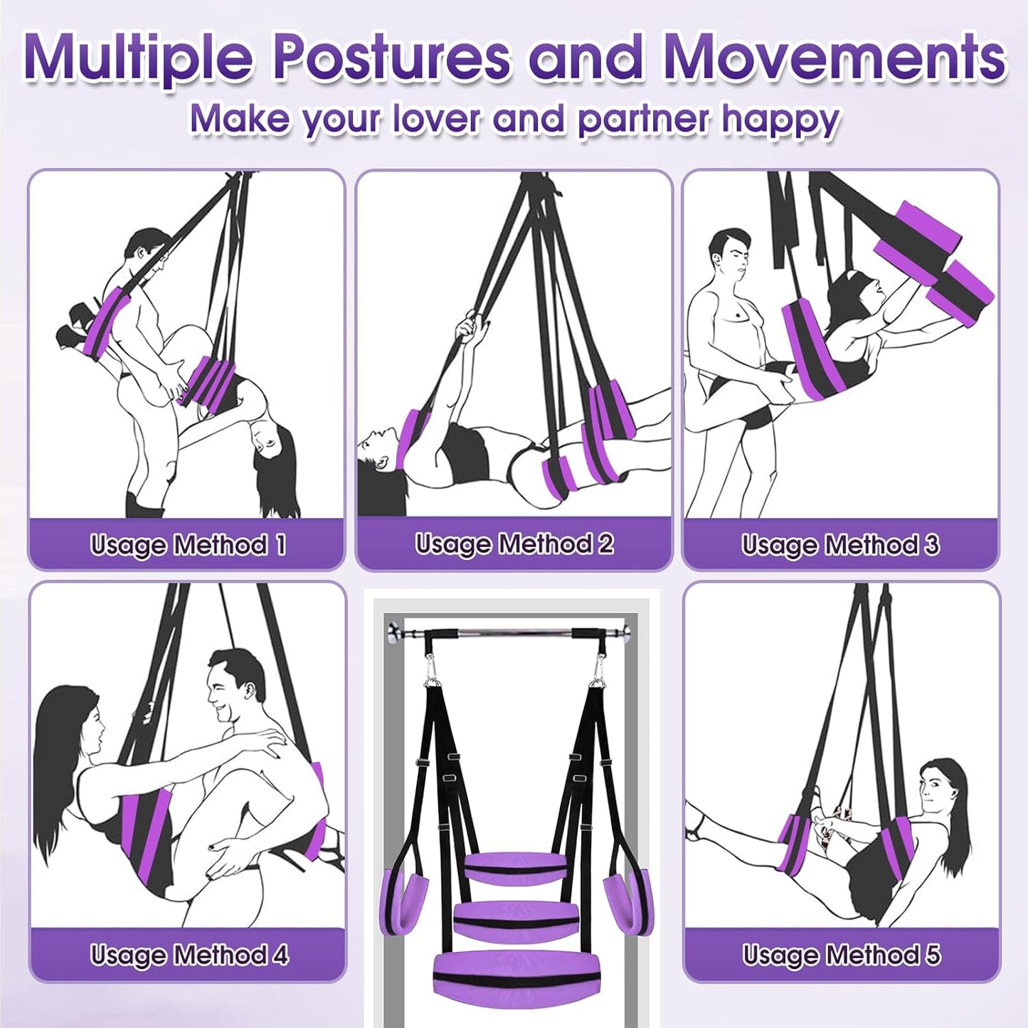 VioletBond Purple BDSM Sex Swing Adjustable - SinfulX - 