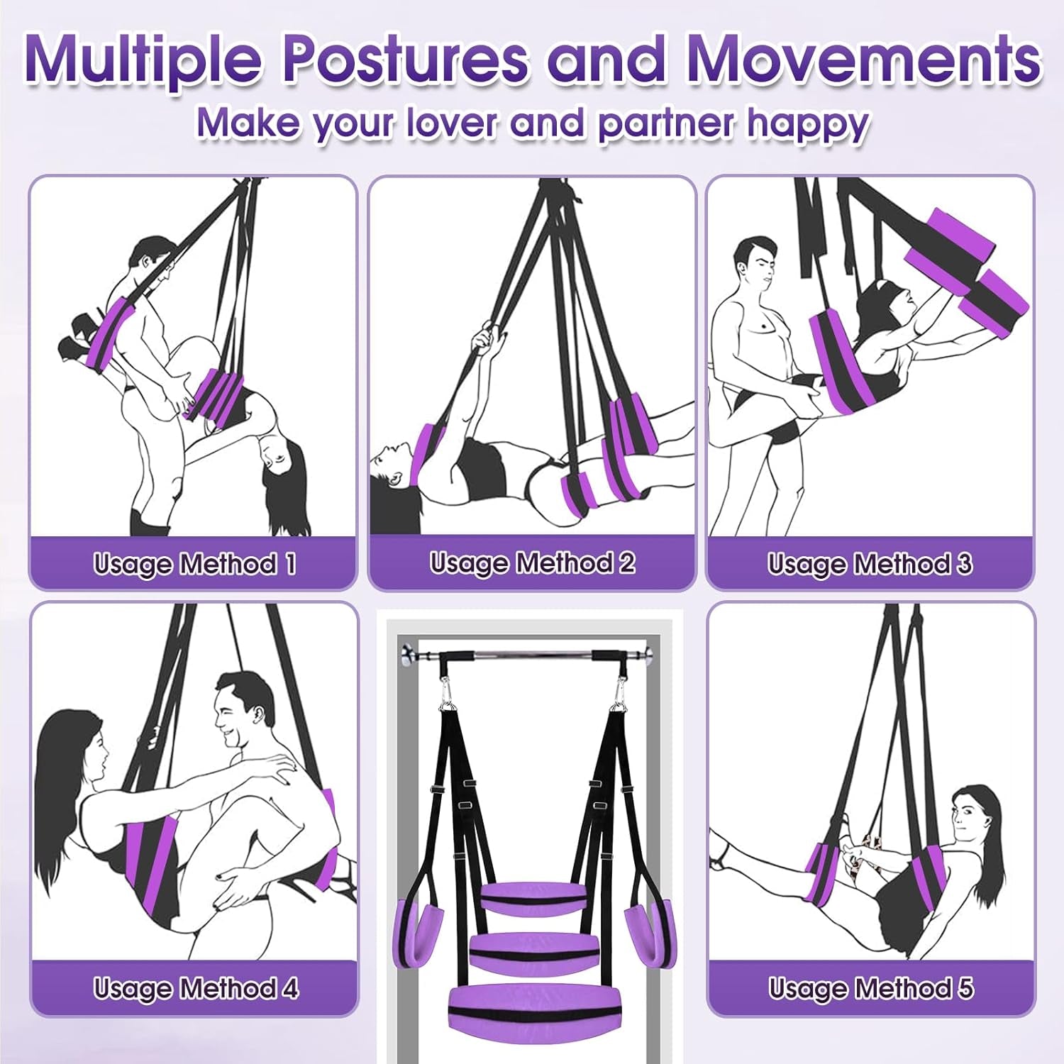 VioletBond Purple BDSM Sex Swing Adjustable - SinfulX - 