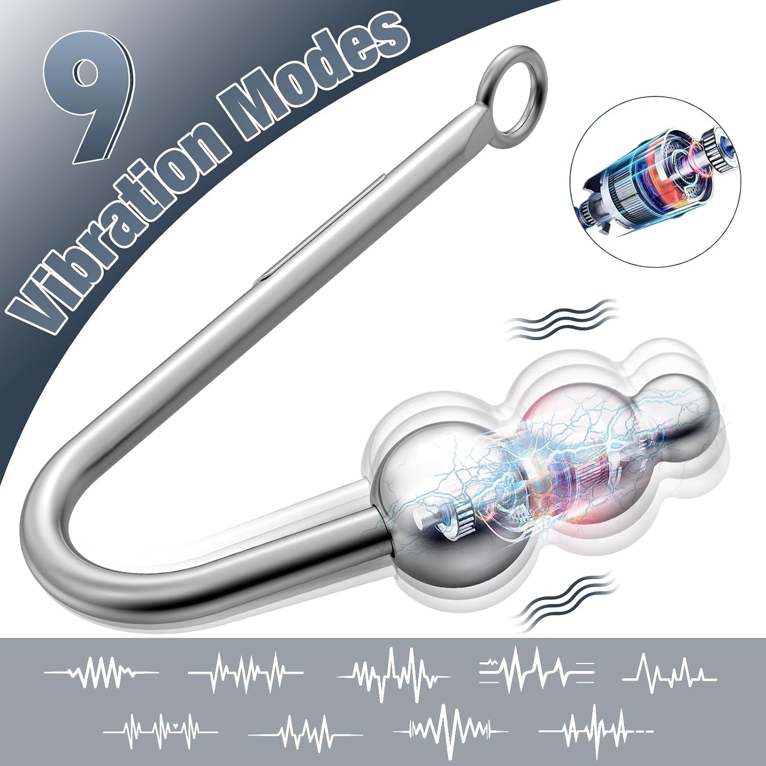Vibrating Anal Hook BDSM Kit Neck to Wrist Bondage Restraint Set with Ball Gag, Couple Sex Toys Adjustable Collar behind Back Handcuffs Straps Bed SM Game Tool for Couples, Roleplay & Bedroom Fun - SinfulX - 