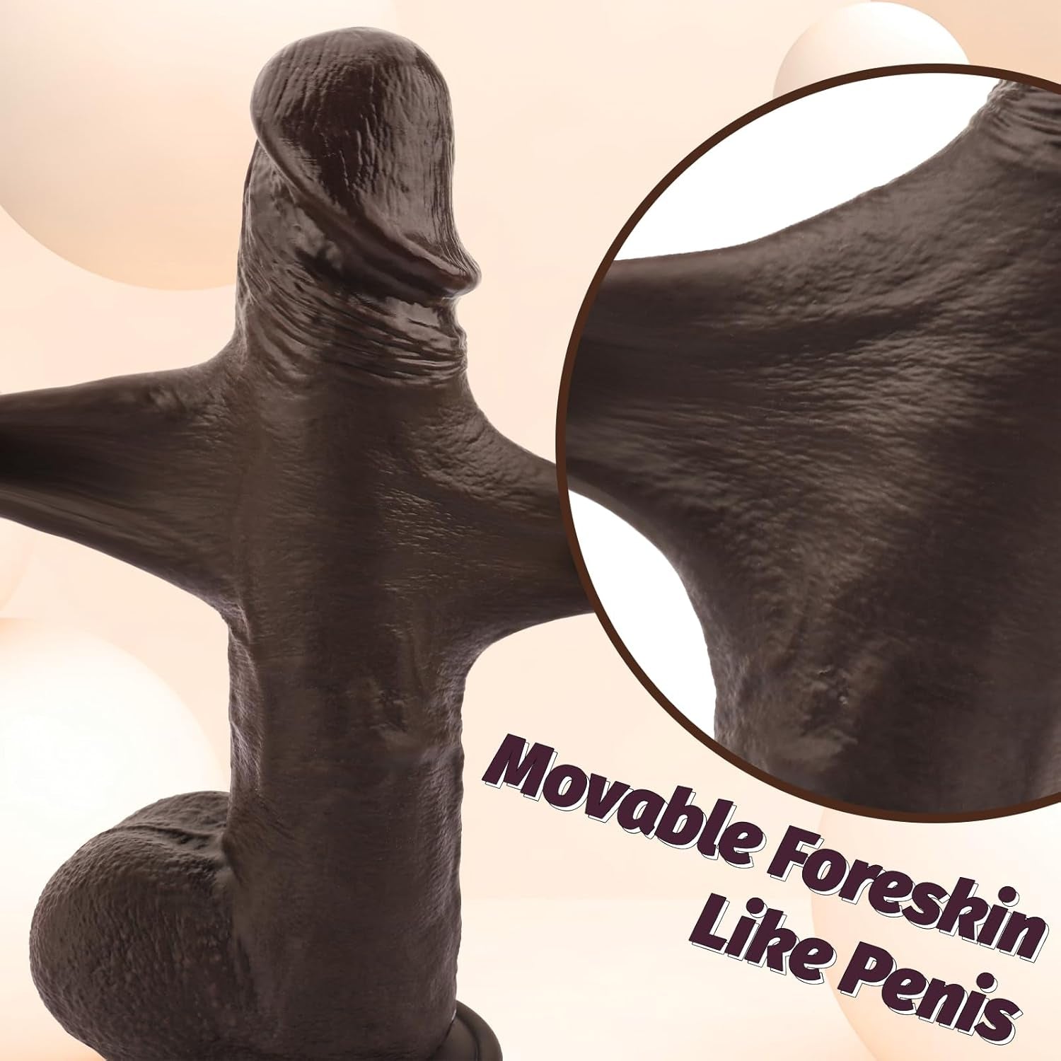 Squirting Dildo & Movable Foreskin Dildos Sex Toys, 2 in 1 Realistic Silicone Ejaculating Toy Foreskin Dildo for Vaginal Anal Play, 9.8" Huge Anal Didlo with Suction Cup, Thick BBC Dildos - SinfulX - 