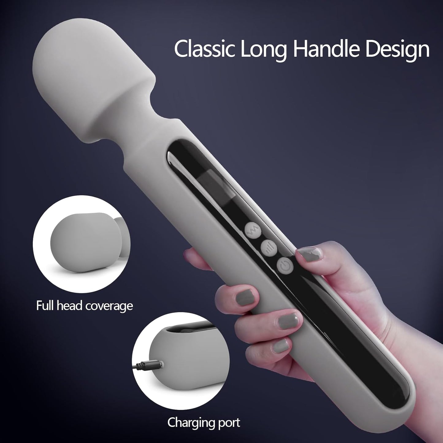 SteelAura 12" Wand Vibrator LCD Display 10 Modes Waterproof - SinfulX - Personal Care > Sexual Wellness > Wand Vibrator