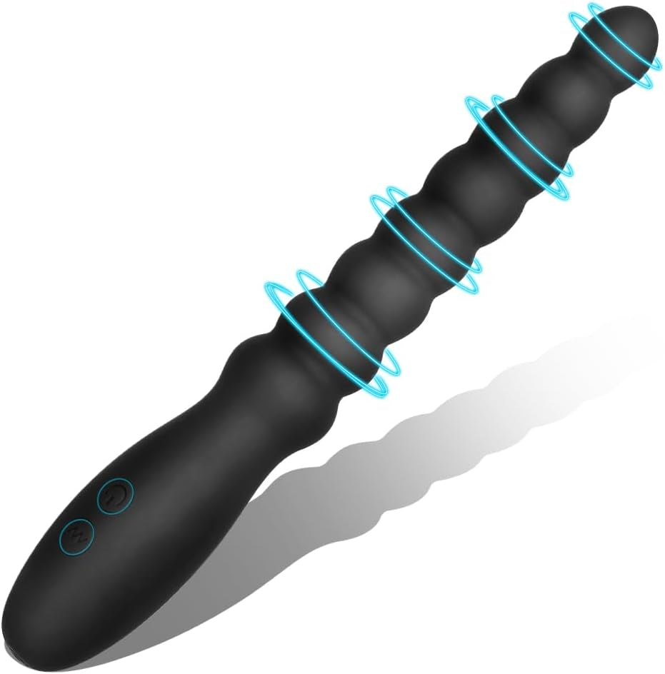 Vibrating Anal Beads Butt Plug Adult Sex Toys for Men Women Couples, Rechargeable Anal Plug Bullet Vibrator Waterproof G-Spot Stimulator Male Prostate Massager, Silicone Anal Dildo for Beginners