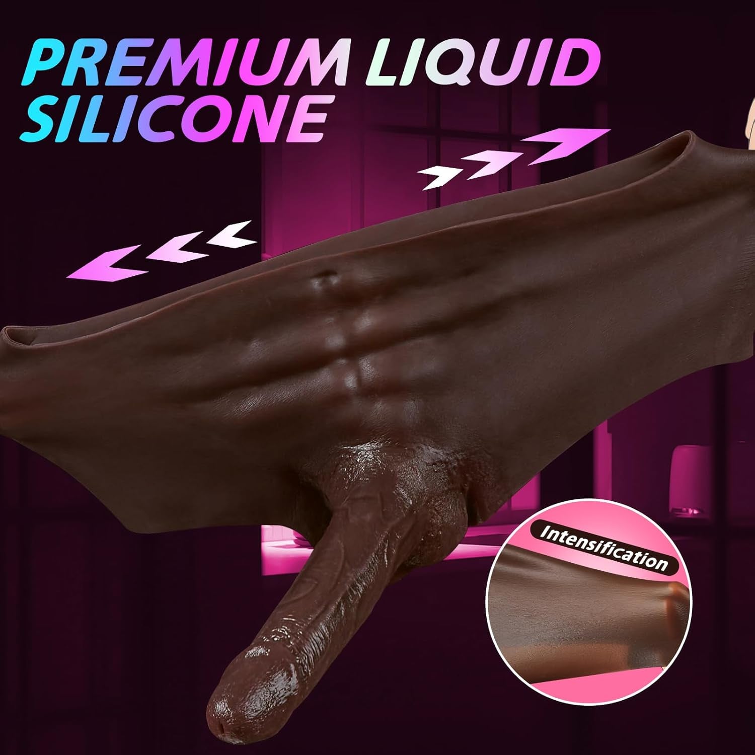 Strap on Dildo Sex Toys - Strap on Harness with 7.3" Huge Solid Black Dildo, Elastic Silicone Wearable Dildos Panties Simulation Transgender Clothing Adult Sex Toy for Lesbians Couple - SinfulX - 