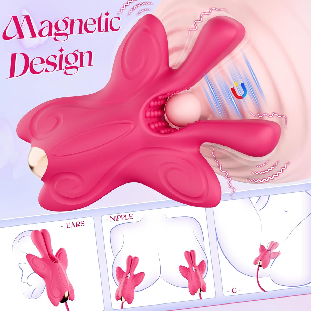 Vibrating Nipple Clamps Toys Nipple Vibrator, Adult Nipple Sex Toy with 10 Vibration Modes, Remote Controlled Nipple BDSM Toys, Clitoral Stimulator Sex Pleasure for Women Couples