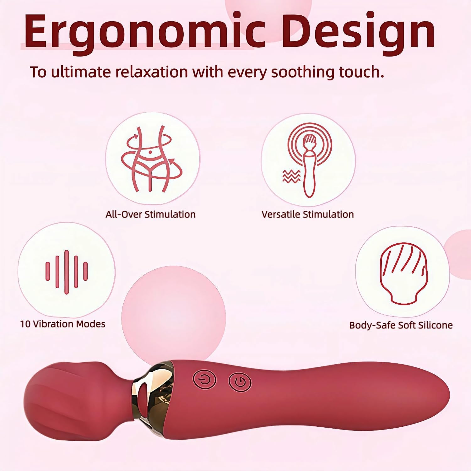2-In-1 Wand Massager for Women Rechargeable Waterproof Quiet Vibrator with 12 Speeds Powerful Clit Stimulator, G Spot Vibrating Dildo Adult Sex Toy for Personal Couples Pleasure and Travel