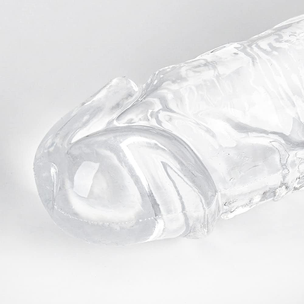 11.8 * 1.3 Inches Small Double Dildo Clear Jelly Realistic Anal Long Dildo Penis with Veins and Glans Adult Sex Toys for Women/Men/Lesbian - SinfulX - 