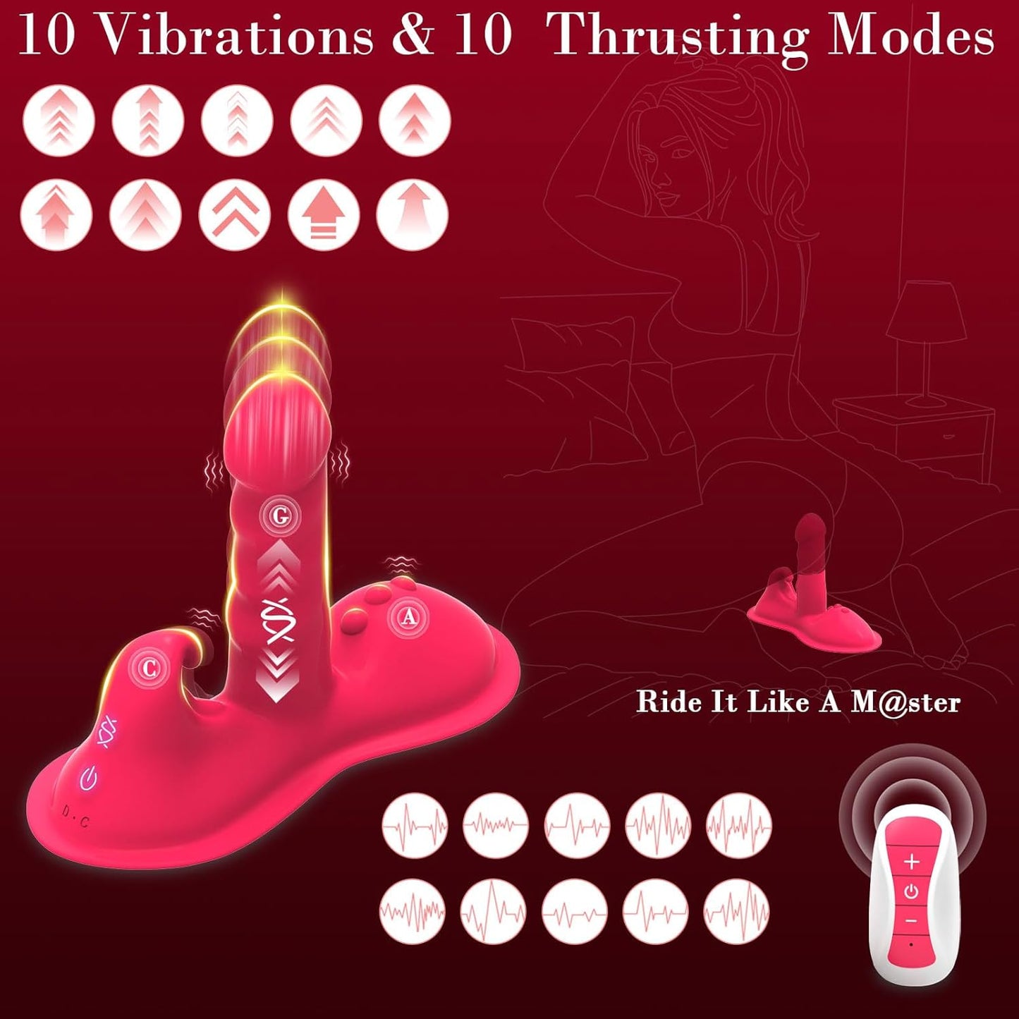 RideQueen Sit & Ride Thrusting Dildo with Remote - SinfulX - 