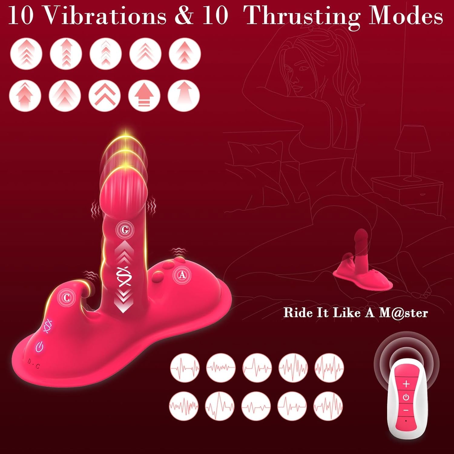 RideQueen Sit & Ride Thrusting Dildo with Remote - SinfulX - 