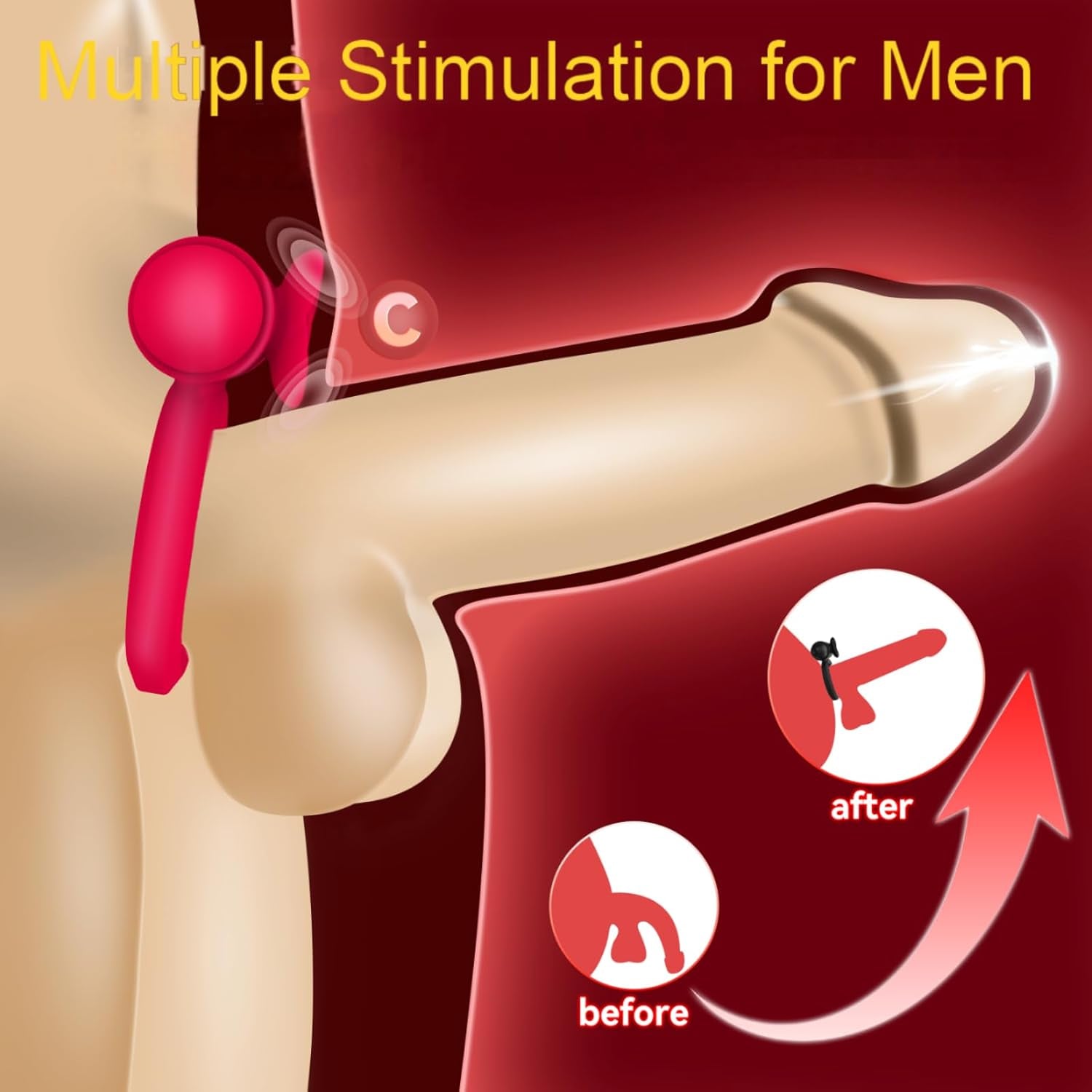 CrimsonPetal Red Cock Ring Bullet Vibrator Clit Stimulator - SinfulX - Personal Care > Sexual Wellness > Couples Cock Ring
