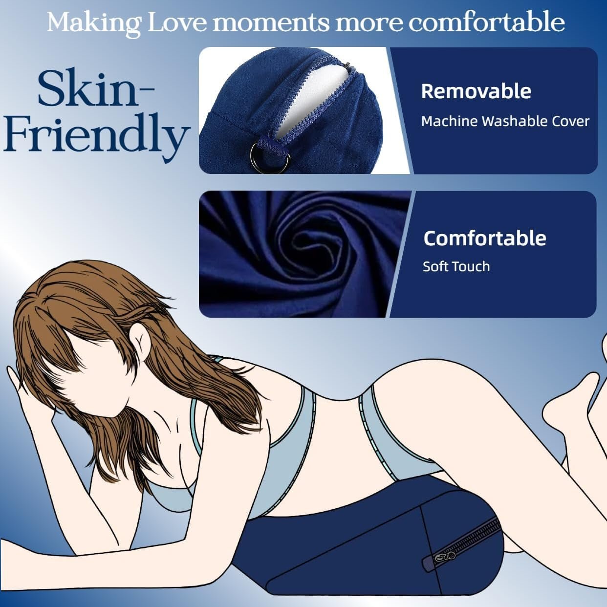AzureBond Blue Foam Positioning Wedge Pillow with Handcuffs - SinfulX - Personal Care > Sexual Wellness > Sex Pillow