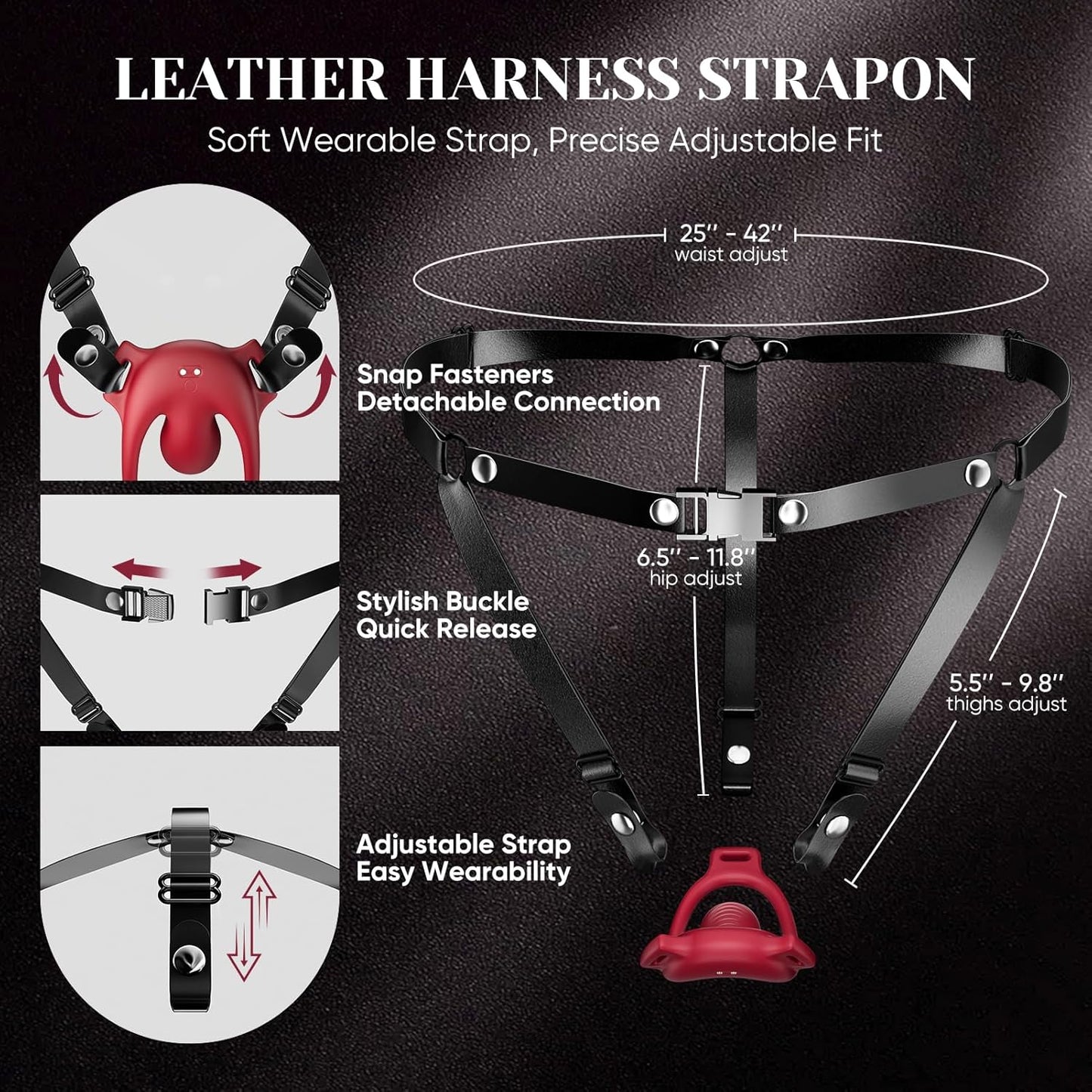 CrimsonControl Red Cock Ring Clit Vibrator Remote Harness - SinfulX - Personal Care > Sexual Wellness > Couples Cock Ring