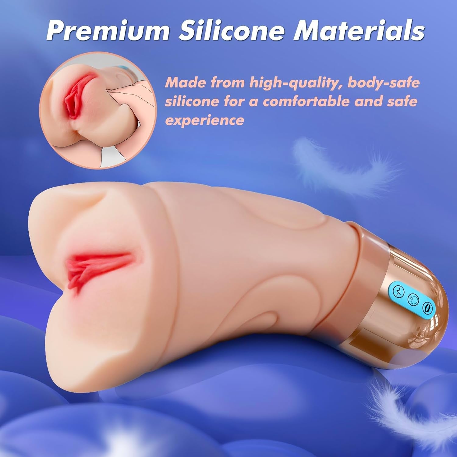 Realistic Pocket Pussy Male Masturbator - Sex Toys for Men with 10 Vibrating & 5 Sucking Modes, Vagina Textured 6.7" Depth Soft and Tight Texture, Penis Training Masturbators Adult Sex Toy - SinfulX - 