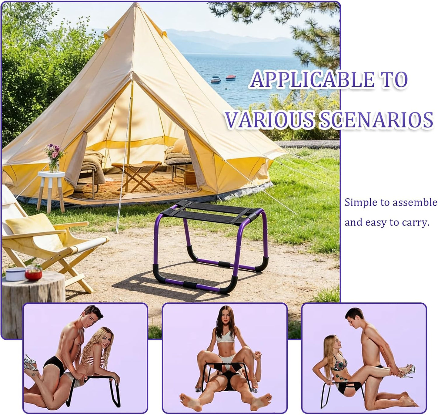 Multifunctional Sex Chair for Couples, BDSM Sex Furniture, Foldable Positioning Aid Chair, Suitable for Multiple Sex Positions, Ideal for Couples' Foreplay - SinfulX - 