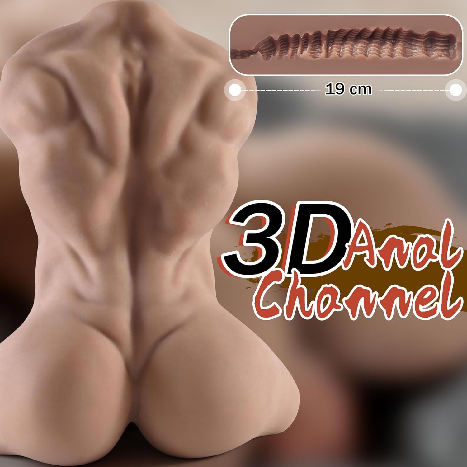 8.3LB Male Sex Doll with Flexible Dildo, Realistic Muscular Sex Dolls 7.2In Huge Cock for Female Masturbation, Male Torso Dildo with Tight Anal Butt for Gay Sex Toys, Unisex Masturbator Adult Toys - SinfulX - 