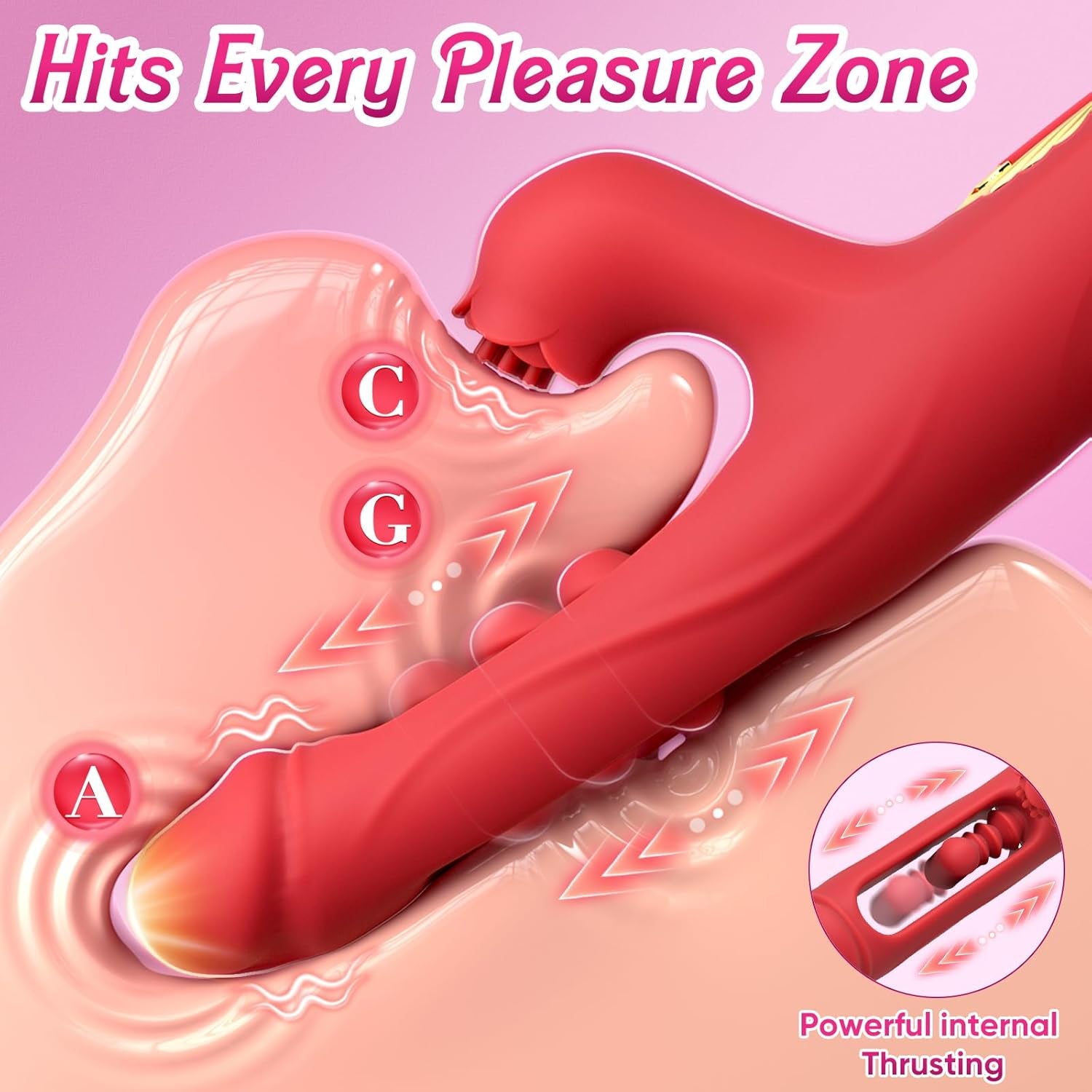 AvenraCore Thrusting Licking Brush G - Spot Vibrator 3 - in - 1 10 Modes - SinfulX - Personal Care > Sexual Wellness > Tongue Vibrator
